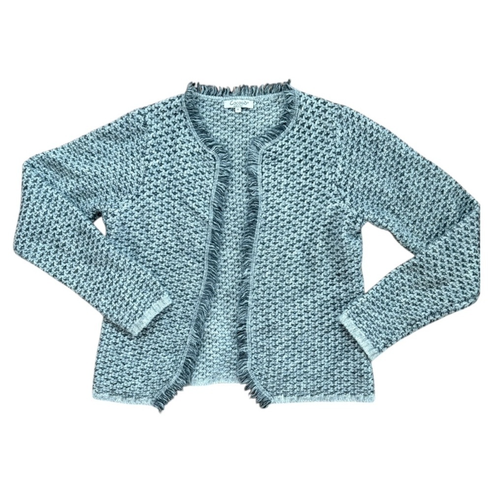 Made in Italy Cocogio Wool Blend Elegant Textured Gray Cardigan with Fringe, M